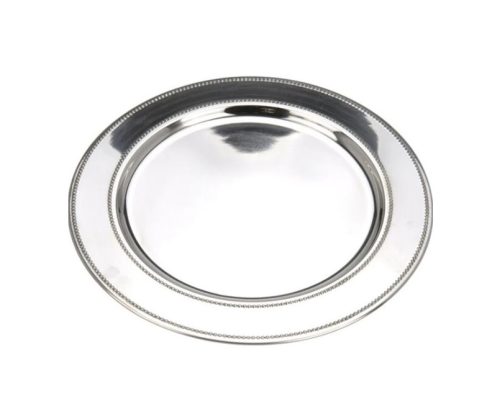 Polka dot, silver inox steel charging plate