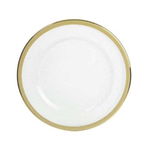 Terpsichore glass charger plate with gold rim