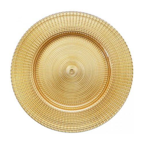 Soleil d’ or, glass charger plate, yellow gold colour