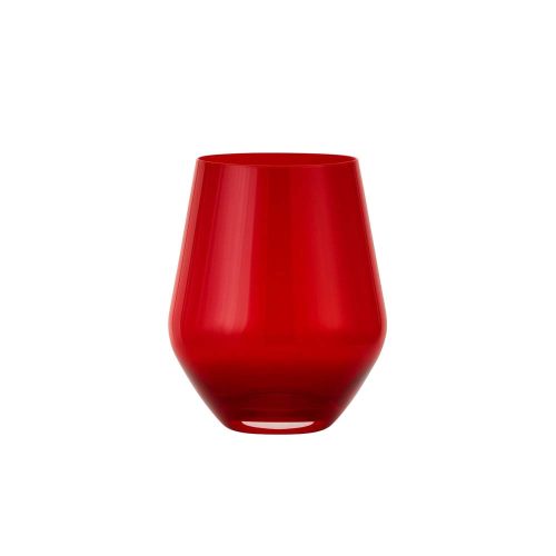 Bohemian Bloom, water tumbler glass, ruby red colour