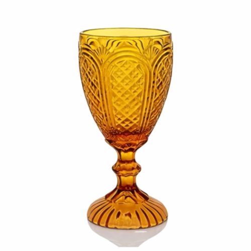 Carousel vintage cut, amber glass goblet