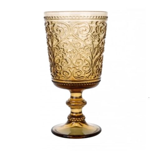 Amber curved water glass goblet