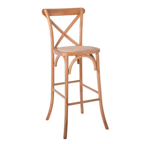 Destiny, beech tree wooden bar stool, natural colour, rattan seat