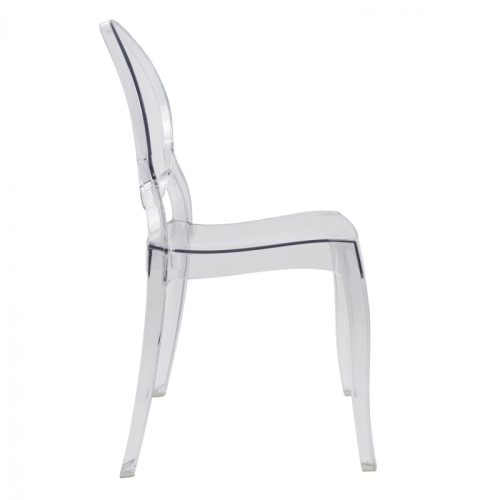 Elizabeth clear polycarbonate chair, transparent colour, with UV protection