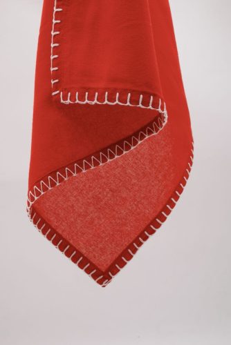 Poppy, 100% cotton, ruby red with white stitching dinner napkin 