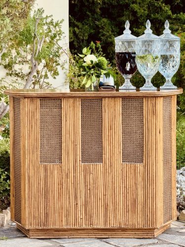 Bliss, antique bamboowooden bar console,with rattan details