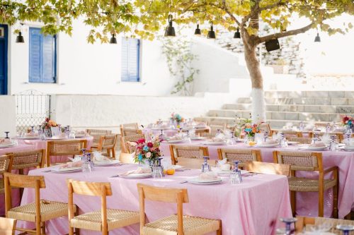 Rosewood pink floral long tablecloth, poly-cotton, pink colour, floral pattern